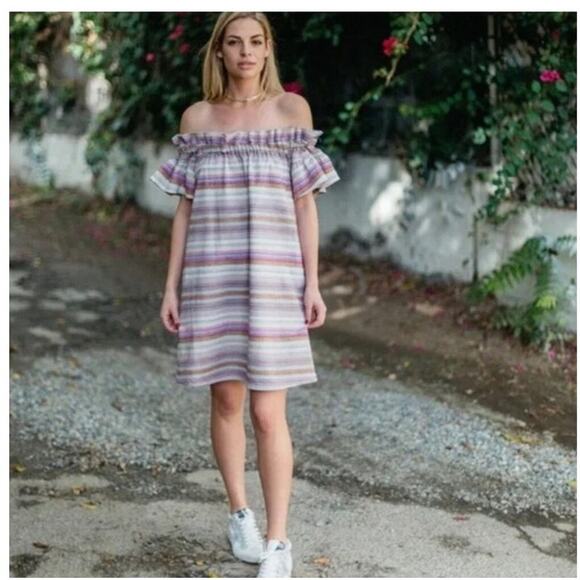 NWOT Corey Lynn Calter Dion off the shoulder dress Anthro sz: S - Picture 2 of 10